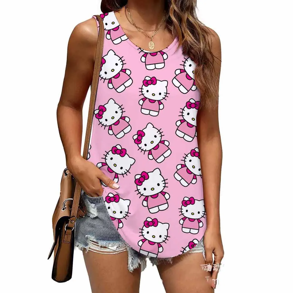 2025 Europe and the United States new women's top gradual Hello Kitty print u-neck sleeveless patchwork T-shirt woman
2025 Europe and the United States new women's top gradual Hello Kitty print u-neck sleeveless patchwork T-shirt woman