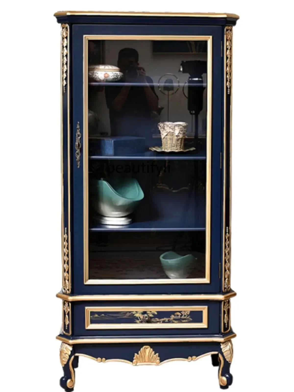 xxAmerican Country Wine Cabinet Blue Storage Solid Wood Glass Light Luxury Painted Display High Cabinet Sideboard CabinetK182
xxAmerican Country Wine Cabinet Blue Storage Solid Wood Glass Light Luxury Painted Display High Cabinet Sideboard CabinetK182