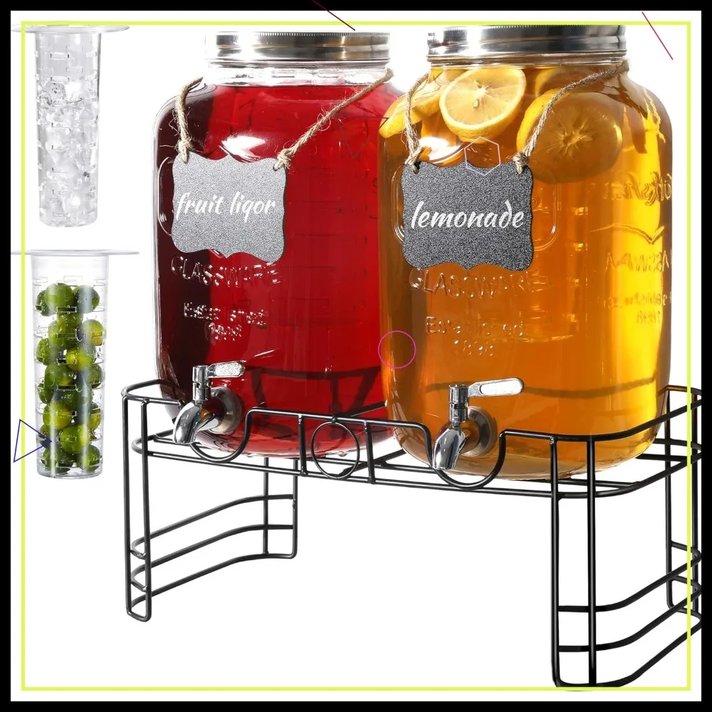 2-Gallon Drink Dispensers, 2-Pack with Stand and Stainless Steel Spigot, Ideal for Parties, Weddings, Picnics
2-Gallon Drink Dispensers, 2-Pack with Stand and Stainless Steel Spigot, Ideal for Parties, Weddings, Picnics
