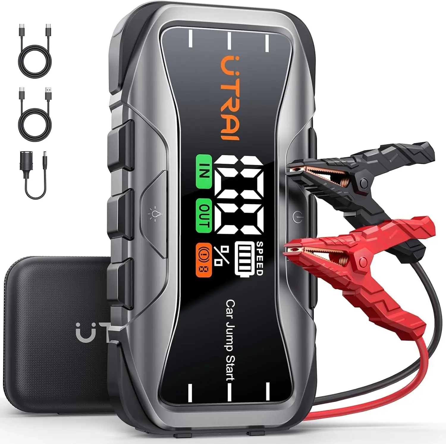 8000A Portable Car Jump Starter, 12V Battery Jumper for Gas & Diesel Engines, 27000mAh with Fast Charging
8000A Portable Car Jump Starter, 12V Battery Jumper for Gas & Diesel Engines, 27000mAh with Fast Charging