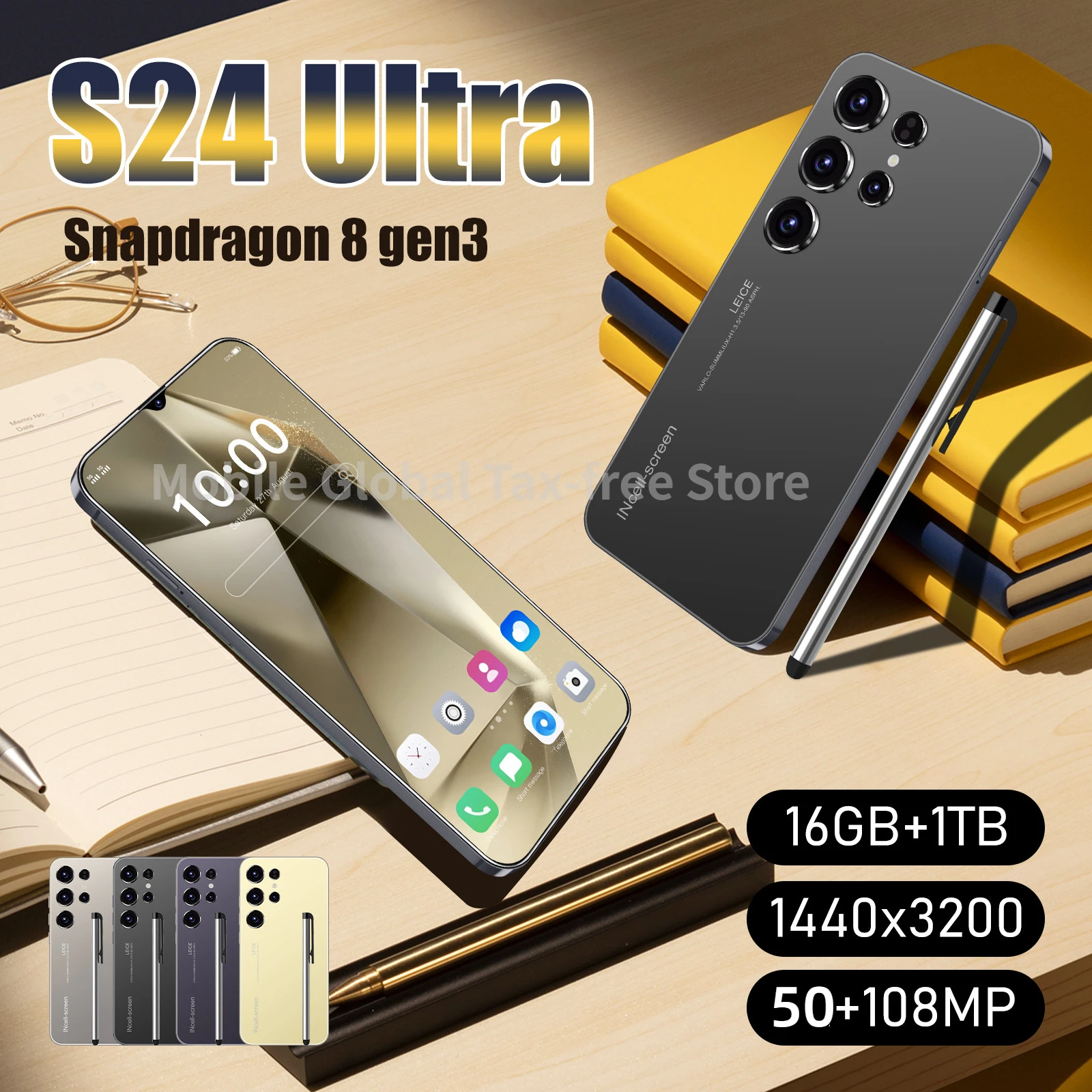 Global version smartphone S24 Ultra Snapdragon8 gen3 16G+1TB 8000mAh 50+108MP dual SIM dual standby 5G Android14 phone NFC
Global version smartphone S24 Ultra Snapdragon8 gen3 16G+1TB 8000mAh 50+108MP dual SIM dual standby 5G Android14 phone NFC
