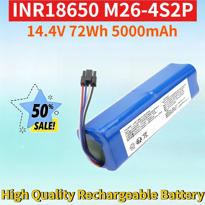 INR18650 M26-4S2P 14.4V 72Wh 5000mAh Lithium-ion Rechargeable Battery Pack for High Quality High Capacity Replacement Battery
INR18650 M26-4S2P 14.4V 72Wh 5000mAh Lithium-ion Rechargeable Battery Pack for High Quality High Capacity Replacement Battery