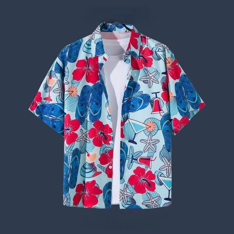 Short sleeved floral shirt beachwear, Sanya Xiawei style, Thailand travel, male couple, casual and loose fit
Short sleeved floral shirt beachwear, Sanya Xiawei style, Thailand travel, male couple, casual and loose fit