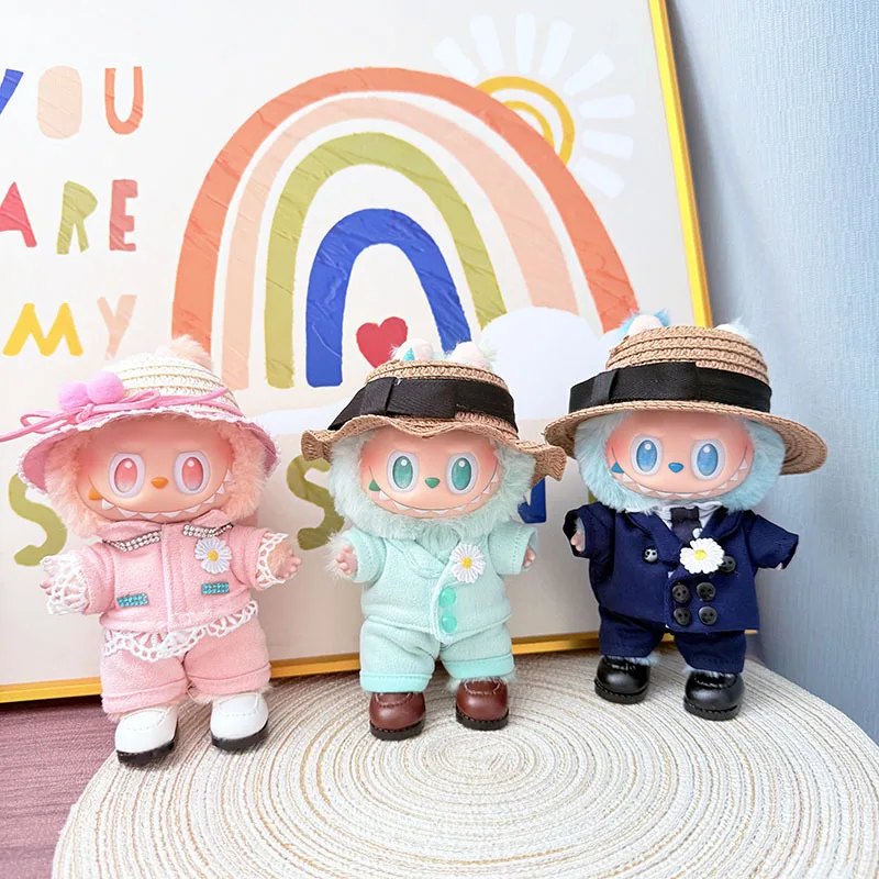 The first second and third generation Labubu doll clothes 17 cm pendant star-style mini suit pink green and blue
The first second and third generation Labubu doll clothes 17 cm pendant star-style mini suit pink green and blue