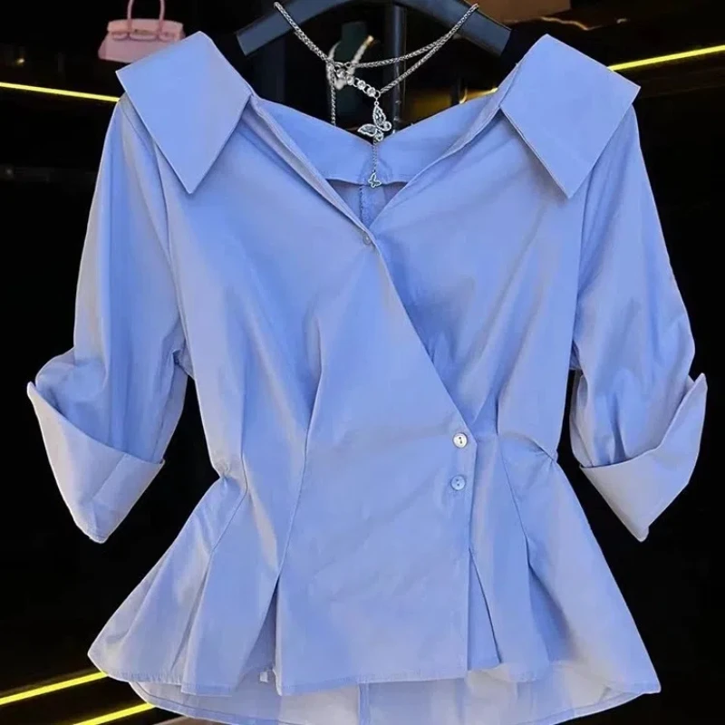 2024 Summer Women's Leisure Fashion Elegant Commuting V-neck Button Solid Color Pleated Slim Fit Waist Tight High end Top Shirt
2024 Summer Women's Leisure Fashion Elegant Commuting V-neck Button Solid Color Pleated Slim Fit Waist Tight High end Top Shirt