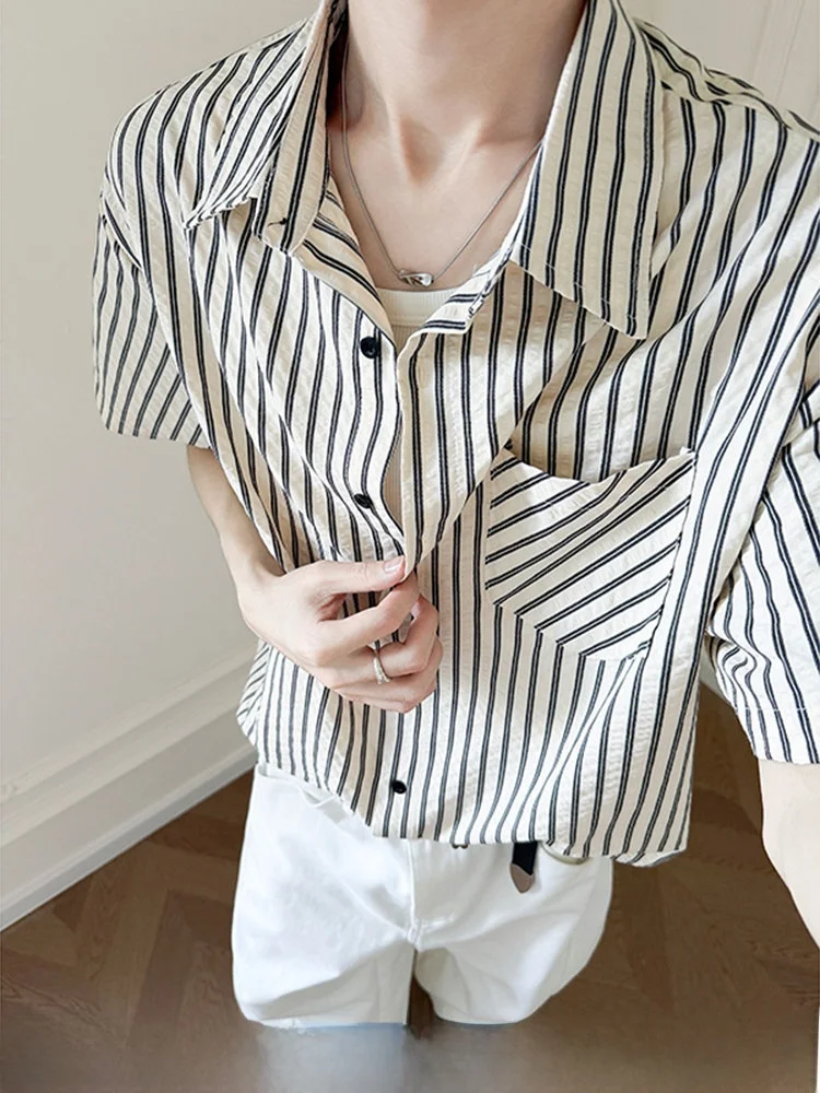 American Retro Striped Short Sleeve Casual Shirt Men Summer New Trend Loose Fit Half Sleeve Men's Shirt Breathable Cool Feeling
American Retro Striped Short Sleeve Casual Shirt Men Summer New Trend Loose Fit Half Sleeve Men's Shirt Breathable Cool Feeling