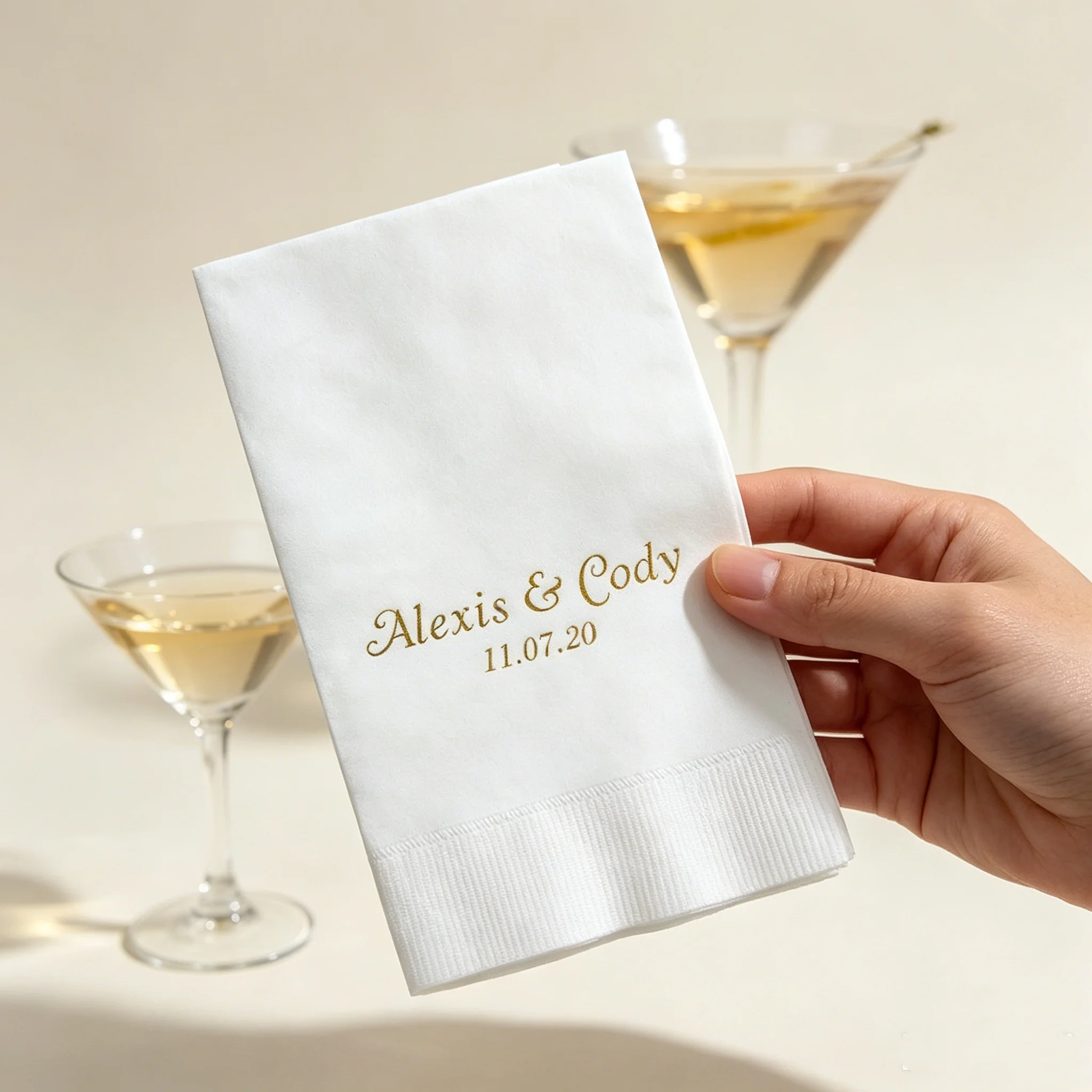 50pcs Custom Gold Foil Couple Names & Date Dinner Napkins, Personalized White Wedding Cocktail Napkins with Names and Date for W
50pcs Custom Gold Foil Couple Names & Date Dinner Napkins, Personalized White Wedding Cocktail Napkins with Names and Date for W