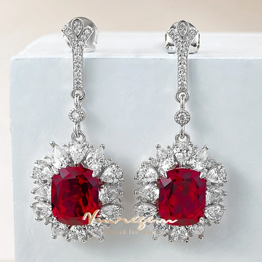 Vinregem 8*10 MM Ruby High Carbon Diamond Gemstone Drop Earrings for Women Vintage 100% 925 Sterling Silver Fine Jewelry Gifts
Vinregem 8*10 MM Ruby High Carbon Diamond Gemstone Drop Earrings for Women Vintage 100% 925 Sterling Silver Fine Jewelry Gifts
