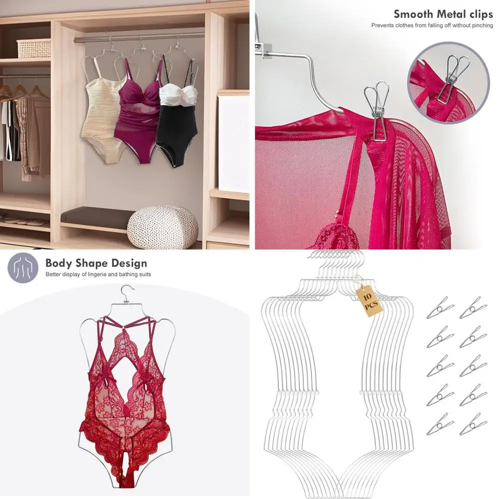 10 упаковок металлических вешалок для купальника с 20 зажимами для купального костюма, бикини, демонстрации нижнего белья и хранения (серебристый)
10 упаковок металлических вешалок для купальника с 20 зажимами для купального костюма, бикини, демонстрации нижнего белья и хранения (серебристый)