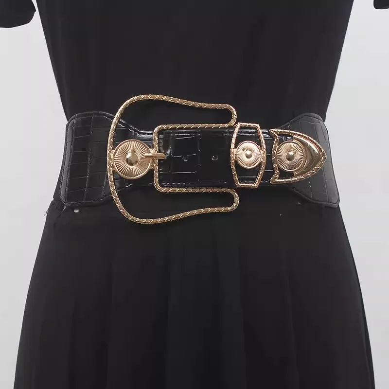 Women's Runway Fashion Vintage PU Leather Elastic Cummerbunds Female Dress Corsets Waistband Belts Decoration Wide Belt R1399
Women's Runway Fashion Vintage PU Leather Elastic Cummerbunds Female Dress Corsets Waistband Belts Decoration Wide Belt R1399