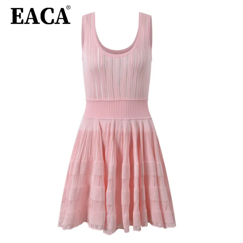 EACA High-quality 2025 Summer Fashionable Elegant Pleated Cutout U-neck Halter Strap Waist Tie Slimming Sleeveless Knitted Dress
EACA High-quality 2025 Summer Fashionable Elegant Pleated Cutout U-neck Halter Strap Waist Tie Slimming Sleeveless Knitted Dress