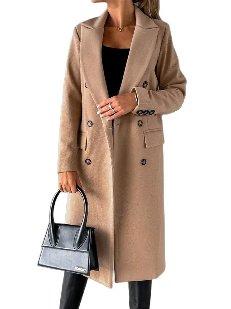 Long-sleeved Double-breasted Woolen Coat Women Long Overcoat Autumn Winter 2023 Vintage Outerwear Female Casual Blazers Jackets
Long-sleeved Double-breasted Woolen Coat Women Long Overcoat Autumn Winter 2023 Vintage Outerwear Female Casual Blazers Jackets