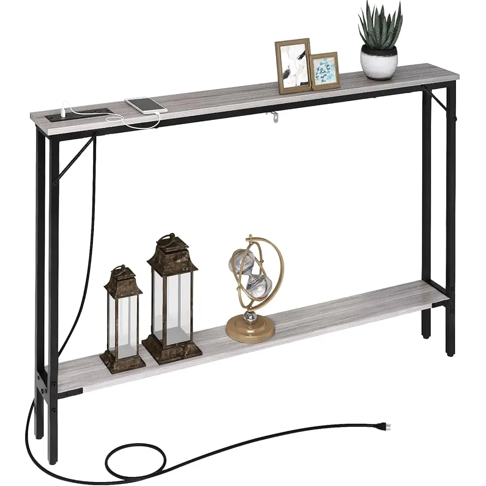Narrow Sofa Table With Outlet And Usb Port Behind Couch For Sofa, Living Room, Foyer, Entryway, Hallway, Entry, Grey
Narrow Sofa Table With Outlet And Usb Port Behind Couch For Sofa, Living Room, Foyer, Entryway, Hallway, Entry, Grey