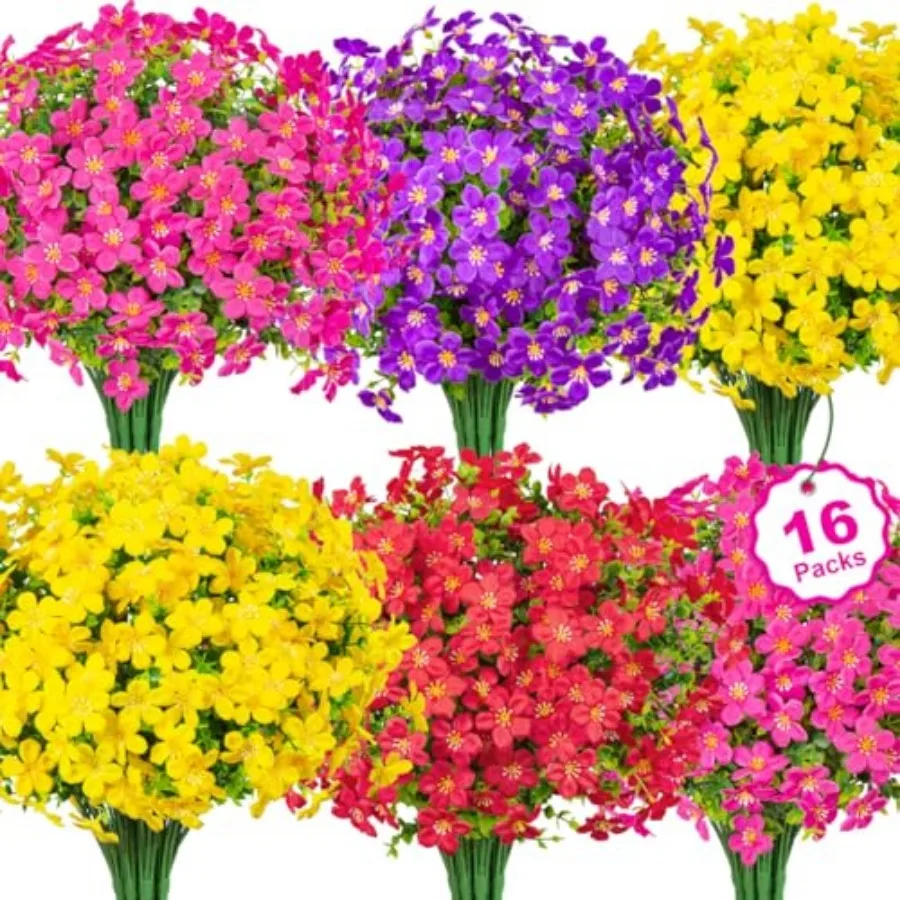 16 Bundles Artificial Flowers for Outdoors Decoration Fake Silk Flowers UV Resistant Faux Plastic Plants for Spring Summer Gard
16 Bundles Artificial Flowers for Outdoors Decoration Fake Silk Flowers UV Resistant Faux Plastic Plants for Spring Summer Gard