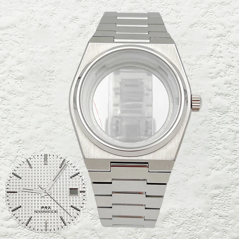 Корпуса часов из серебряного сапфирового стекла 40 мм, корпус PRX Super Player, подходит для механизма NH35 NH36 NH38 4R со стрелками и циферблатом, ремонтная часть часов
Корпуса часов из серебряного сапфирового стекла 40 мм, корпус PRX Super Player, подходит для механизма NH35 NH36 NH38 4R со стрелками и циферблатом, ремонтная часть часов