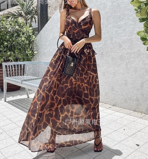 Women's Dress Elegant Commuting Summer Fashion Leopard Print Sweetheart Necklace Sleeveless Ruffle High Waist A-line Maxi Dress
Women's Dress Elegant Commuting Summer Fashion Leopard Print Sweetheart Necklace Sleeveless Ruffle High Waist A-line Maxi Dress