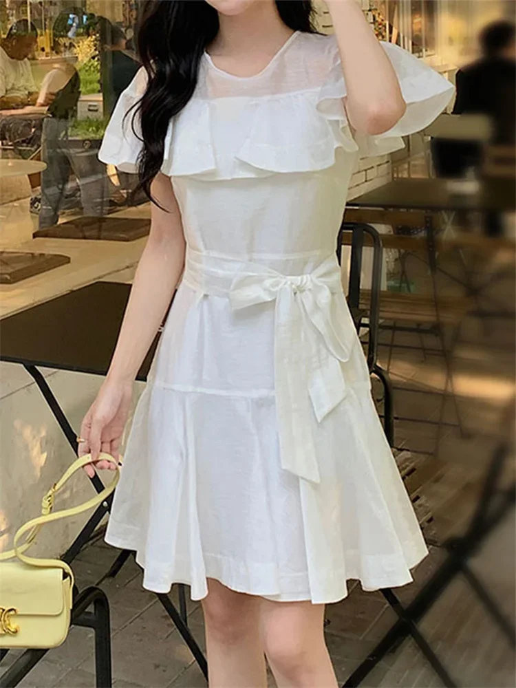 Summer New 2024 Women Short Sleeve Ruffles Mini Dress High Waist Lace-Up Ladies O-Neck A-Line Short Robe
Summer New 2024 Women Short Sleeve Ruffles Mini Dress High Waist Lace-Up Ladies O-Neck A-Line Short Robe