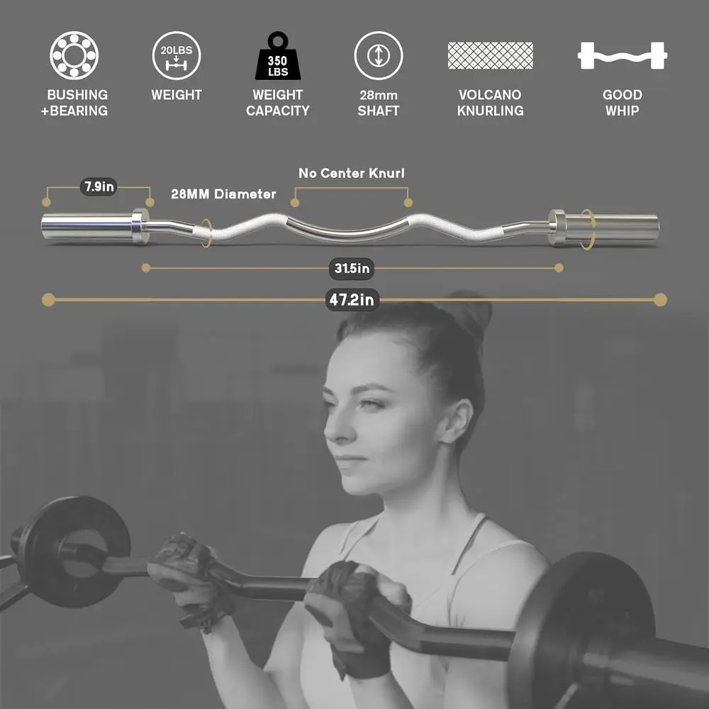 2 Inch EZ Curl Bar with Weights, 350LBS Weight Capacity Olympic Curl Barbell for Bicep, Tricep and Weight Lifting Exercises
2 Inch EZ Curl Bar with Weights, 350LBS Weight Capacity Olympic Curl Barbell for Bicep, Tricep and Weight Lifting Exercises