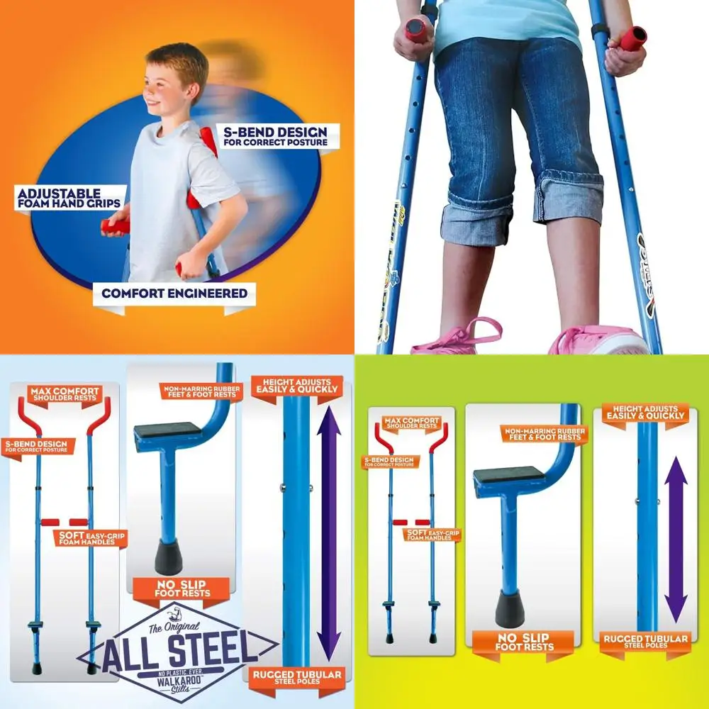 Geospace Original Walkaroo Прочные стальные ходули с эргономичным дизайном для легкой балансировки, прогулок и активных игр для взрослых и детей
Geospace Original Walkaroo Прочные стальные ходули с эргономичным дизайном для легкой балансировки, прогулок и активных игр для взрослых и детей