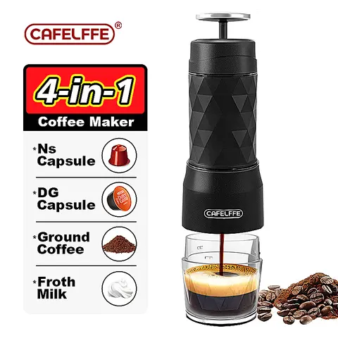 Cafelffe 3 In1 Portable Coffee Machine Hot/Cold Water Manual Espresso Maker For Capsule & Ground Hand Press Brewer hiking Travel