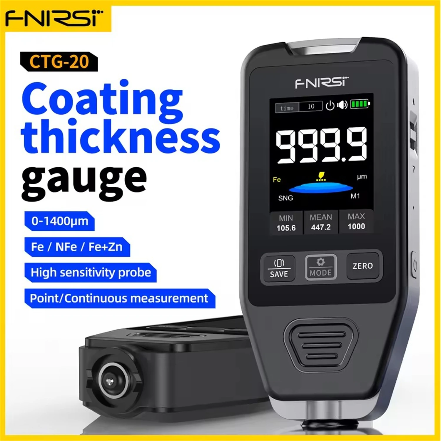 FNIRSI CTG-20 Car Paint Thickness Gauge Electroplate Metal & Putty Powder Coating Thickness Gauge for Car 0-1400um Fe nFe Fe+Zn
FNIRSI CTG-20 Car Paint Thickness Gauge Electroplate Metal & Putty Powder Coating Thickness Gauge for Car 0-1400um Fe nFe Fe+Zn