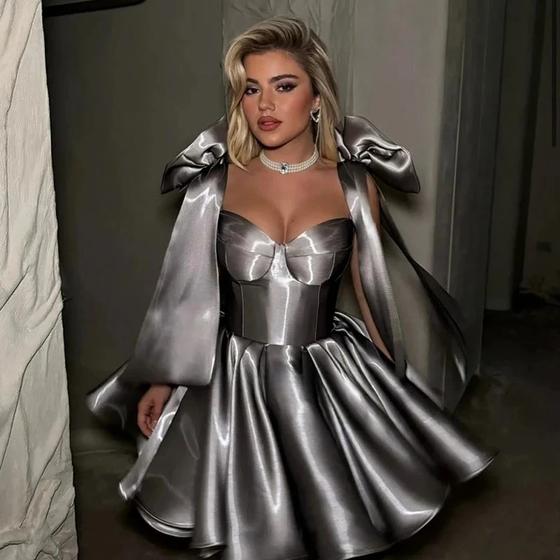 OEING Gorgeous Mini Shiny Evening Dresses Straps With Bows A-Line Short Prom Dresses Formal Occasion Robes De Soirée Customized
OEING Gorgeous Mini Shiny Evening Dresses Straps With Bows A-Line Short Prom Dresses Formal Occasion Robes De Soirée Customized