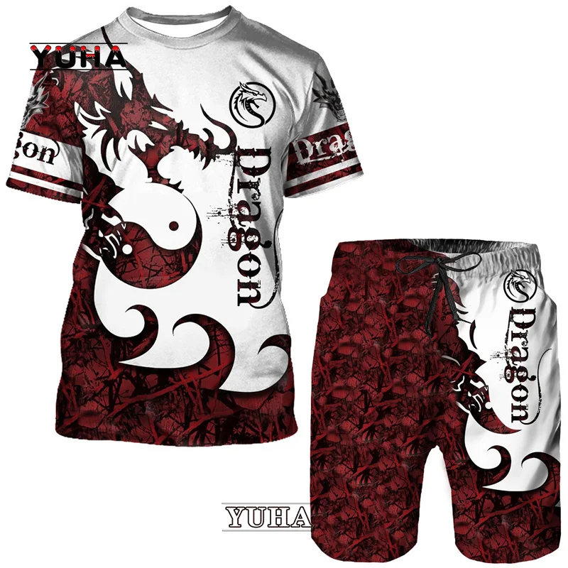 YUHA Flying Dragon Totem Art 3D Print Men's T-Shirt/Suit Summer Cool Short Sleeved Tops+Shorts Set Gothic Hip Hop Sportwear Trac
YUHA Flying Dragon Totem Art 3D Print Men's T-Shirt/Suit Summer Cool Short Sleeved Tops+Shorts Set Gothic Hip Hop Sportwear Trac
