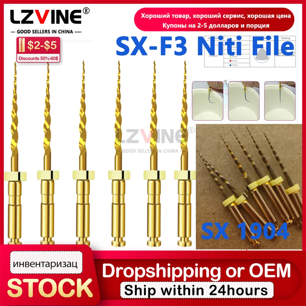6pcs/Box Dental Heat Activated Canal Root Files SX-F3 25mm Dentist Tools Can Bend for Preparing Root Canal Treatment Dentista
6pcs/Box Dental Heat Activated Canal Root Files SX-F3 25mm Dentist Tools Can Bend for Preparing Root Canal Treatment Dentista