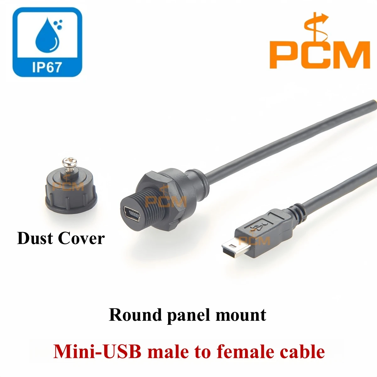 Waterproof Mini-USB cable panel mount cable with dust cover IP67 rating for outdoor Harsh Environment Applications
Waterproof Mini-USB cable panel mount cable with dust cover IP67 rating for outdoor Harsh Environment Applications