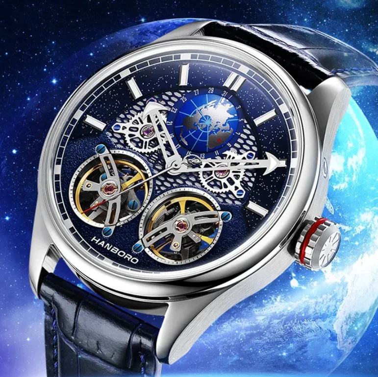 HANBORO Мужские автоматические часы 44 мм Механические наручные часы Водонепроницаемые светящиеся двойные колесные циферблаты
HANBORO Мужские автоматические часы 44 мм Механические наручные часы Водонепроницаемые светящиеся двойные колесные циферблаты