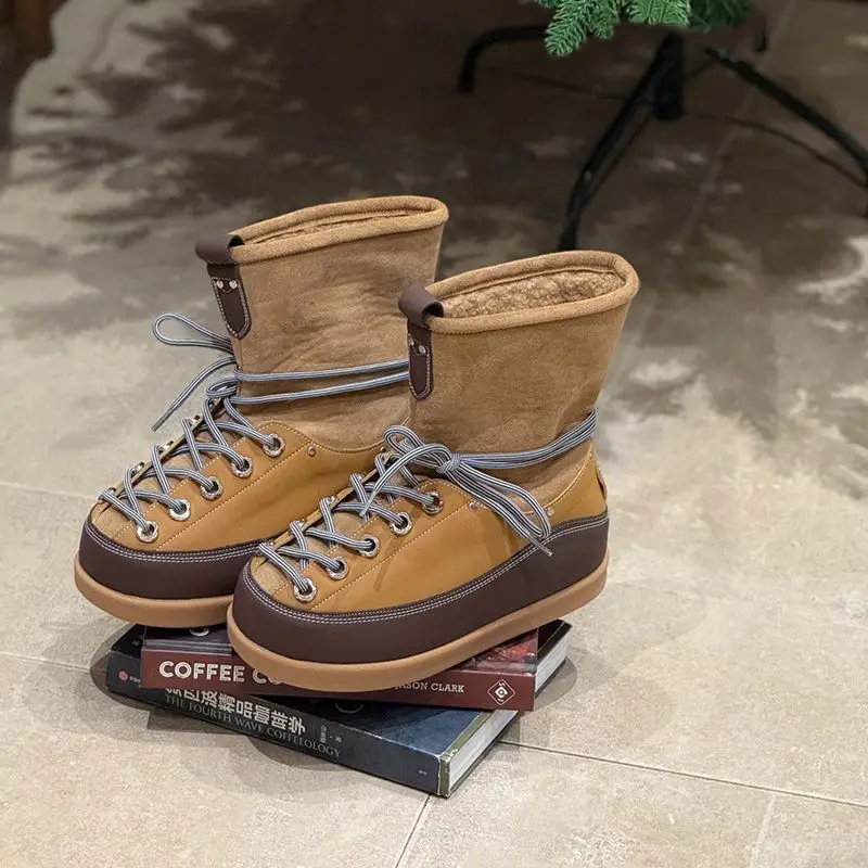 Зимние женские ботинки-дутики 2025 года: новинка, на платформе, с флисовой подкладкой, в стиле Wasteland, нескользящие, теплые, до щиколотки
Зимние женские ботинки-дутики 2025 года: новинка, на платформе, с флисовой подкладкой, в стиле Wasteland, нескользящие, теплые, до щиколотки