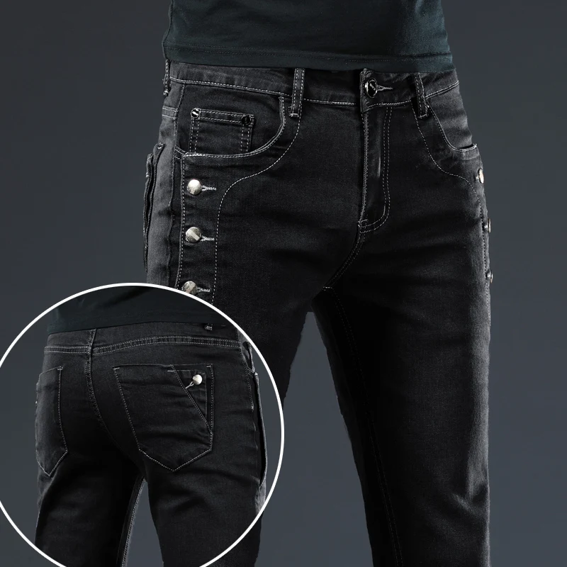 2024 New Men Slim Black Grey Skinny Jeans Classic Korean Vintage Fashion Solid Color Stretch Multi-button Youth Male Denim Pants
2024 New Men Slim Black Grey Skinny Jeans Classic Korean Vintage Fashion Solid Color Stretch Multi-button Youth Male Denim Pants