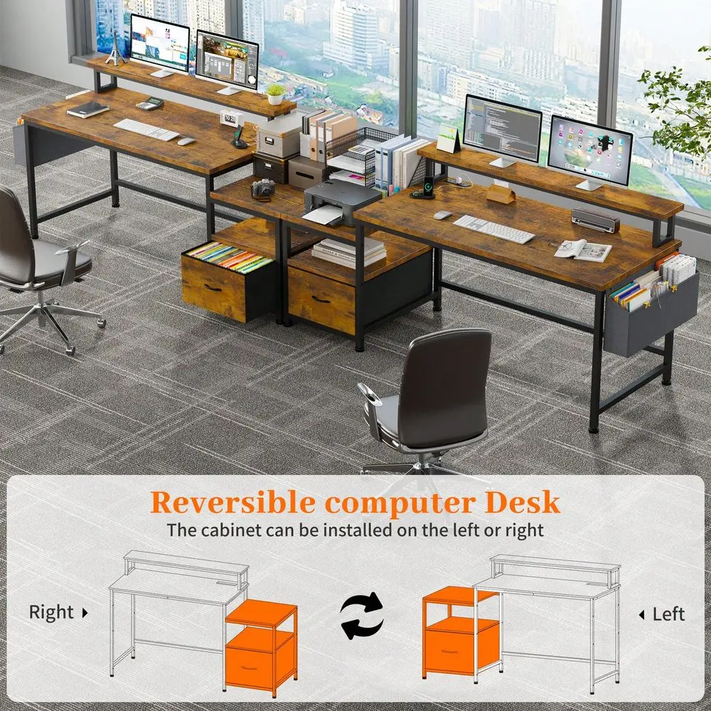 56.5 Computer Desk With File Drawers Cabinet, Study Writing Gaming Desk With Power Outlets, Home Office Desk With Shelves Monit
56.5 Computer Desk With File Drawers Cabinet, Study Writing Gaming Desk With Power Outlets, Home Office Desk With Shelves Monit