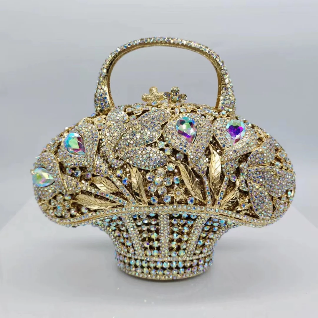 Flower Basket Diamond Dinner Bag Metal Hollow Hand-Held Rhinestone Women's Bag Banquet Clutch Purse Crystal Vintage Handbags
Flower Basket Diamond Dinner Bag Metal Hollow Hand-Held Rhinestone Women's Bag Banquet Clutch Purse Crystal Vintage Handbags