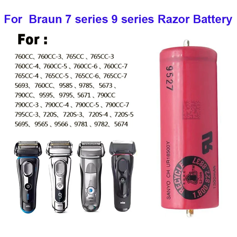 2025 New Original 18500 Rechargeable Lithium Battery 3.7V Suitable for Braun Shaver 720s-4 790cc-4 S5/S7/S9 Series UR18500Y
2025 New Original 18500 Rechargeable Lithium Battery 3.7V Suitable for Braun Shaver 720s-4 790cc-4 S5/S7/S9 Series UR18500Y