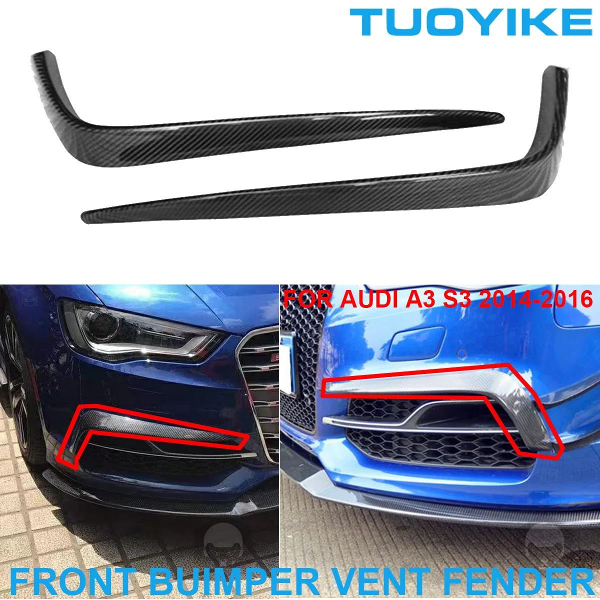 2PCS LHD RHD Real Carbon Fiber Front Bumper Vent Fender Splitter Air Intake Decoration Cover Trim For AUDI A3 S3 2014-2016
2PCS LHD RHD Real Carbon Fiber Front Bumper Vent Fender Splitter Air Intake Decoration Cover Trim For AUDI A3 S3 2014-2016