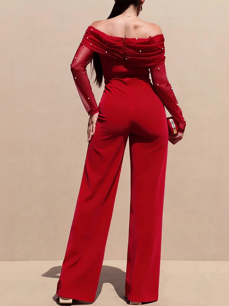 Элегантный комбинезон с открытыми плечами, жемчужной сеткой, длинными рукавами, однотонный, для вечеринок, модный, драпированный, приталенный, повседневный.
Элегантный комбинезон с открытыми плечами, жемчужной сеткой, длинными рукавами, однотонный, для вечеринок, модный, драпированный, приталенный, повседневный.