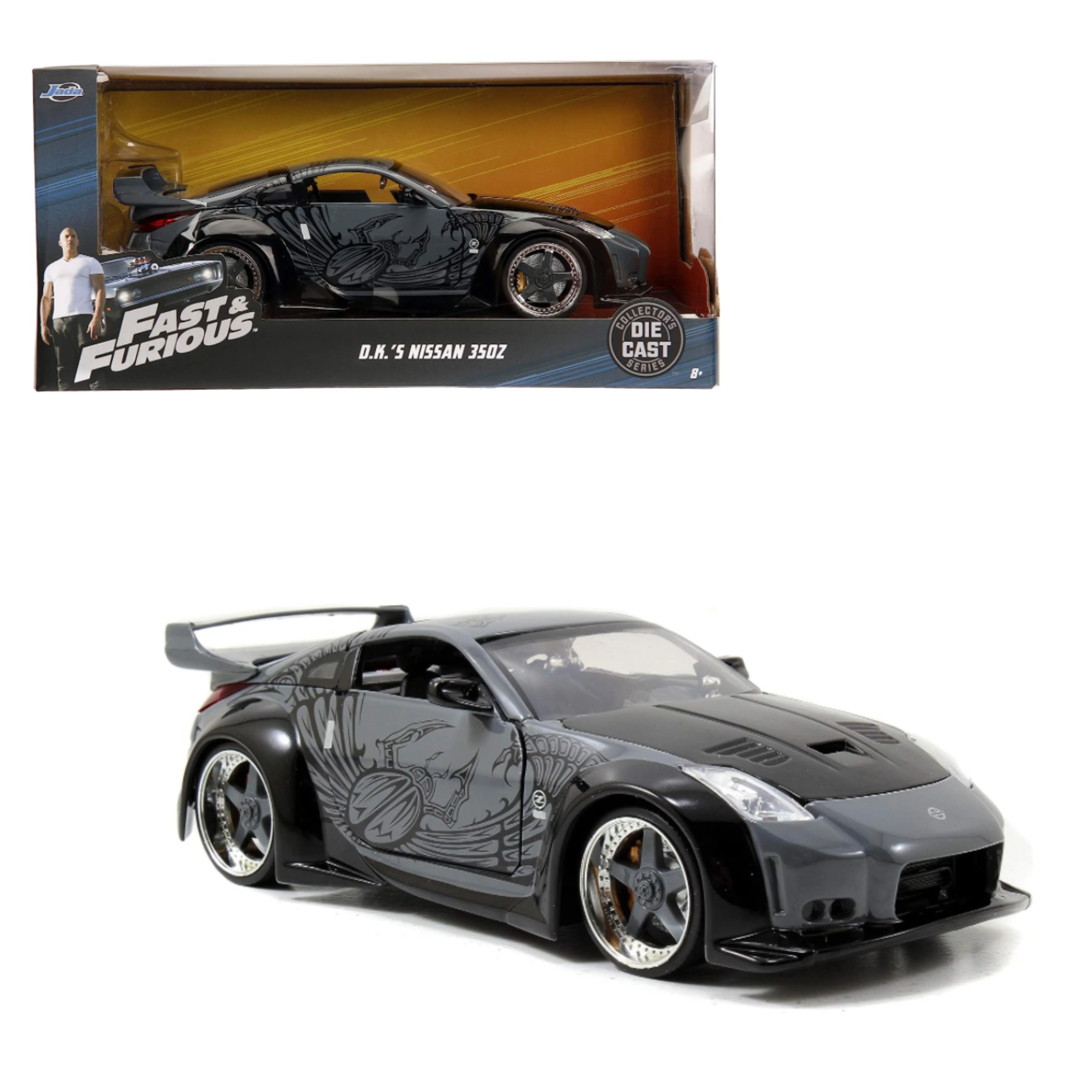 Игрушки Jada Форсаж 1:24 D.K.'s Nissan 350Z литой автомобиль, игрушки для детей и взрослых, серый и черный
Игрушки Jada Форсаж 1:24 D.K.'s Nissan 350Z литой автомобиль, игрушки для детей и взрослых, серый и черный
