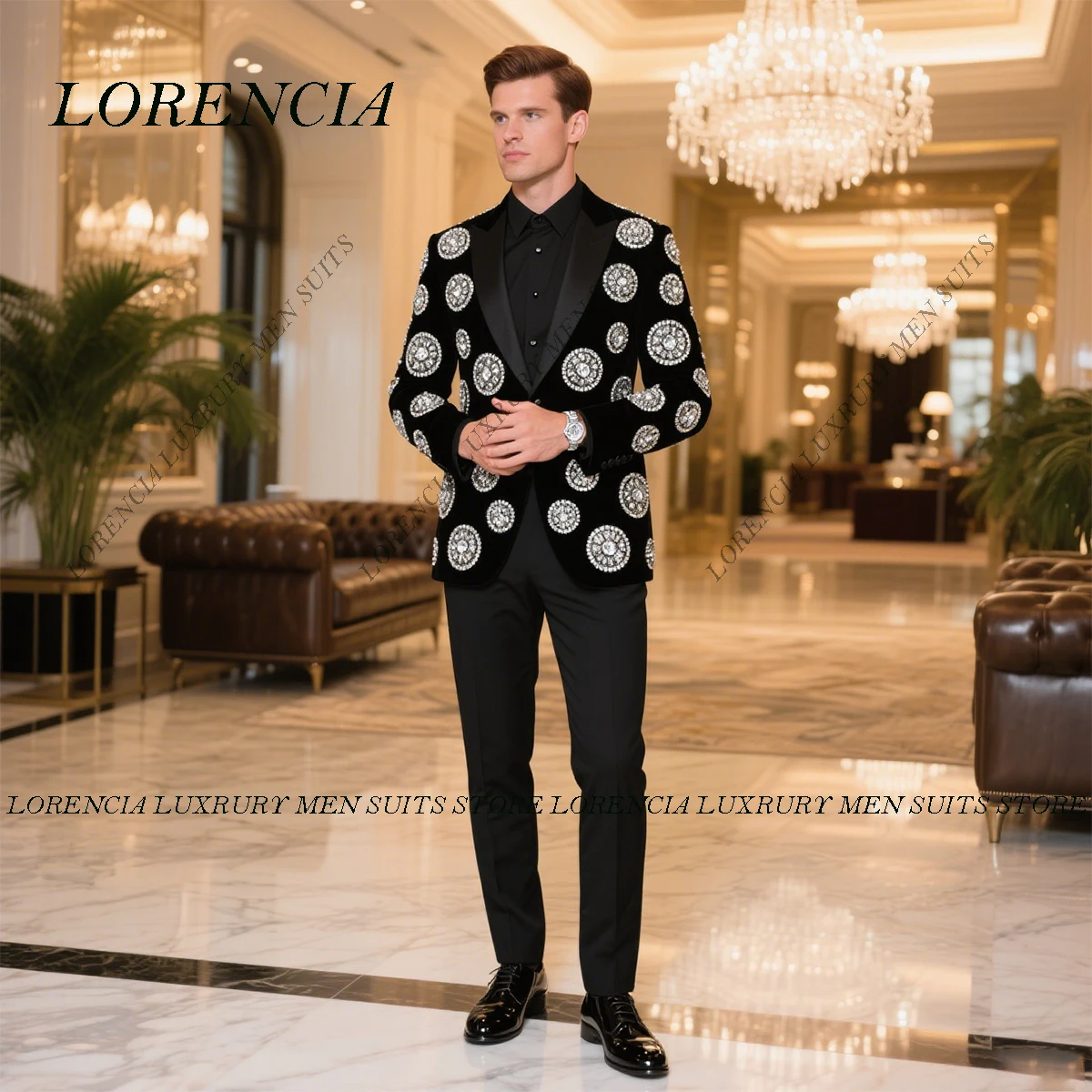 Customized Jewelry Ornament Tuxedos Men Suits 2 Pieces Sets Peaked Lapel Male Prom Blazers Wedding Groom trajes para hombre
Customized Jewelry Ornament Tuxedos Men Suits 2 Pieces Sets Peaked Lapel Male Prom Blazers Wedding Groom trajes para hombre