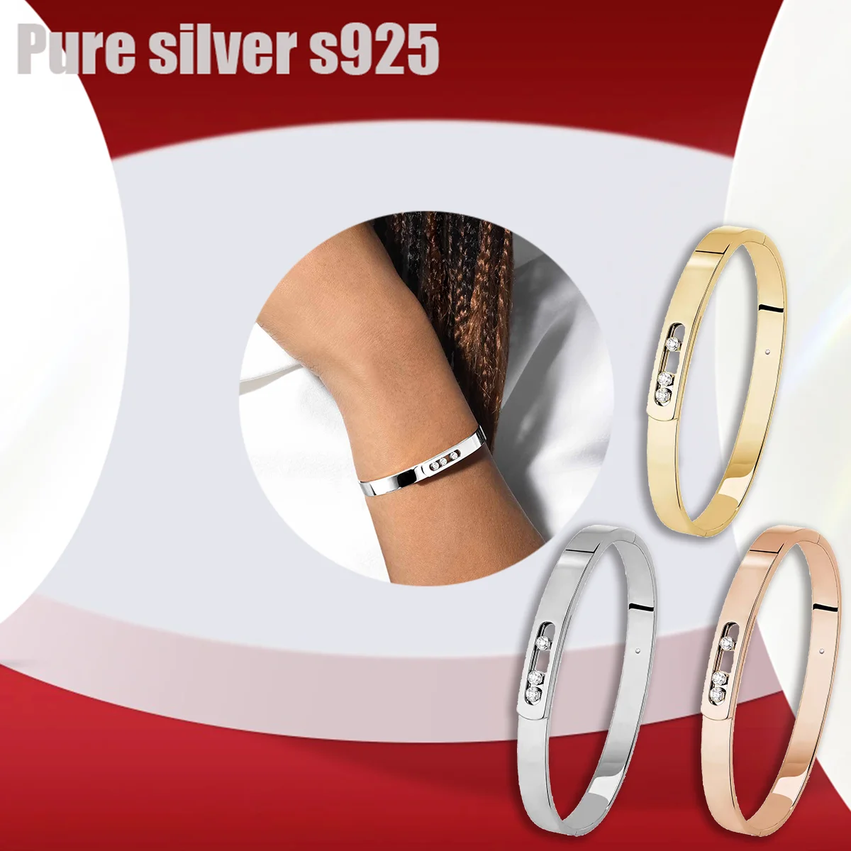Pure silver s925 bracelet Classic luxury high-end fashion temperament versatile bare body bracelet
Pure silver s925 bracelet Classic luxury high-end fashion temperament versatile bare body bracelet