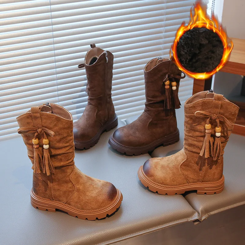 Girls Boots Autumn Winter New Velvet Children's High Boots Maillard Fashion Non-slip Soft-soled Children's Footwear Size 26-37
Girls Boots Autumn Winter New Velvet Children's High Boots Maillard Fashion Non-slip Soft-soled Children's Footwear Size 26-37