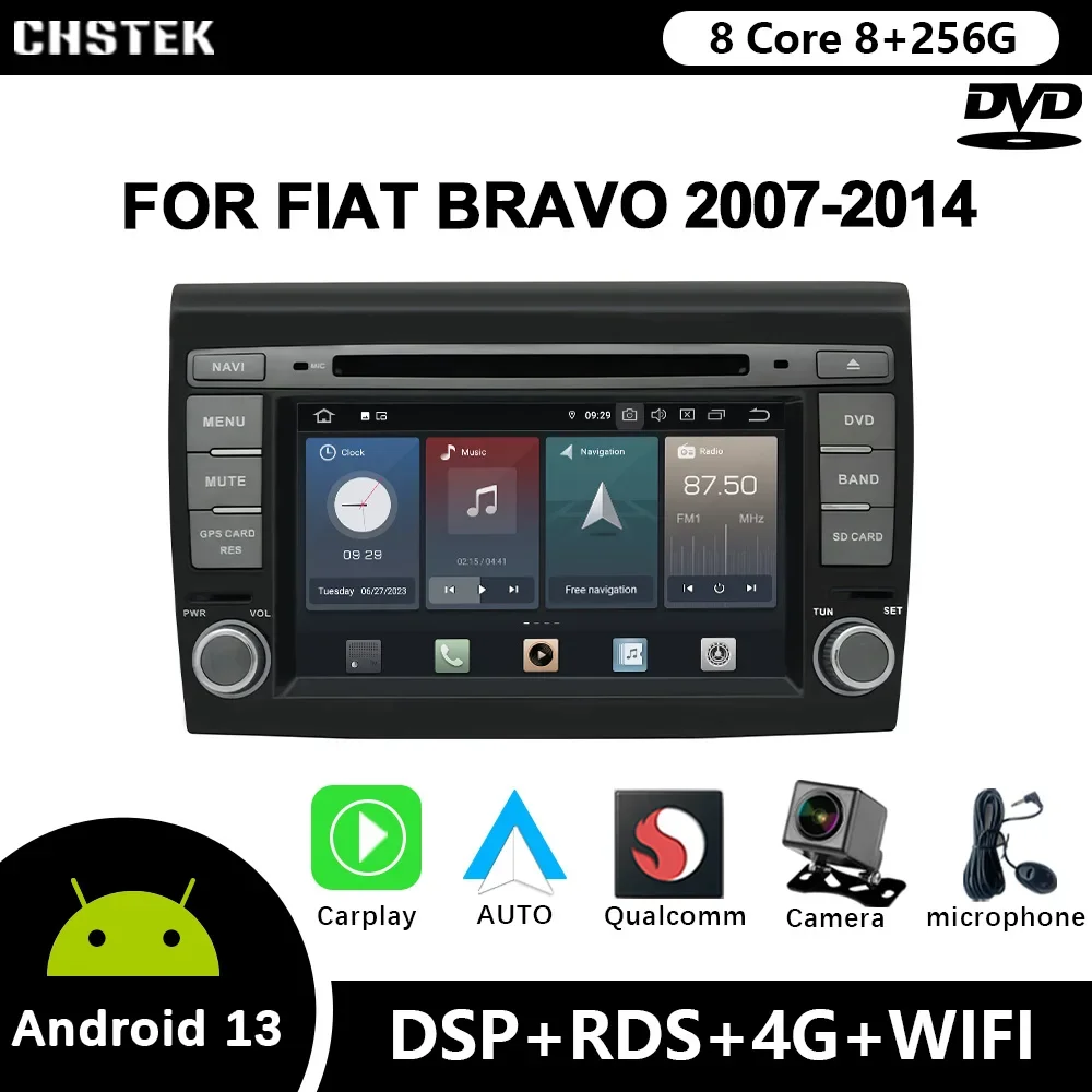 Автомобильный радиоприемник CHSTEK Android 12 для Fiat Bravo 2007-2014 DVD Qualcomm Bluetooth CarPlay WIFI 4G GPS DSP Авторадио мультимедийный плеер
Автомобильный радиоприемник CHSTEK Android 12 для Fiat Bravo 2007-2014 DVD Qualcomm Bluetooth CarPlay WIFI 4G GPS DSP Авторадио мультимедийный плеер