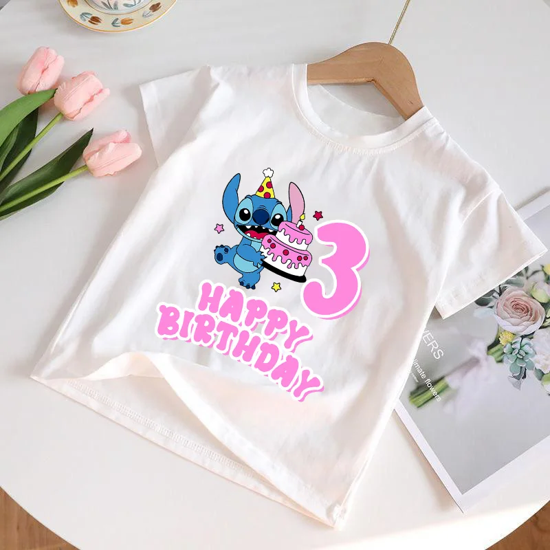 Disney Stitch Theme Child Birthday T-Shirt Clothes Summer Cartoon Number Princess Girls Short Sleeve Tees Casual Cute Tops Gift
Disney Stitch Theme Child Birthday T-Shirt Clothes Summer Cartoon Number Princess Girls Short Sleeve Tees Casual Cute Tops Gift