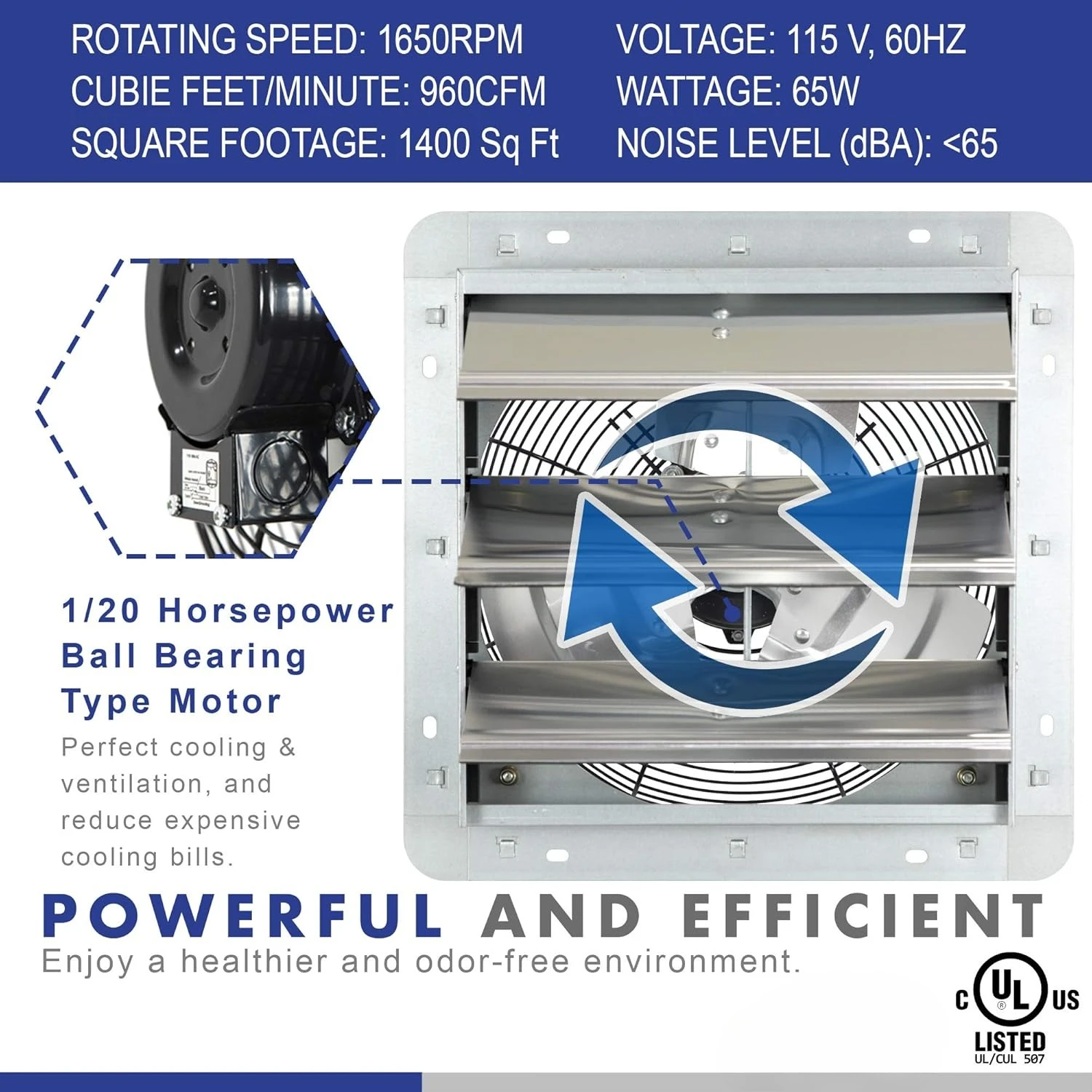 12" Wall Mounted Shutter Exhaust Fan, Automatic Shutter, with Thermostat and Variable Speed controller, 0.6A, 960 CFM
12" Wall Mounted Shutter Exhaust Fan, Automatic Shutter, with Thermostat and Variable Speed controller, 0.6A, 960 CFM