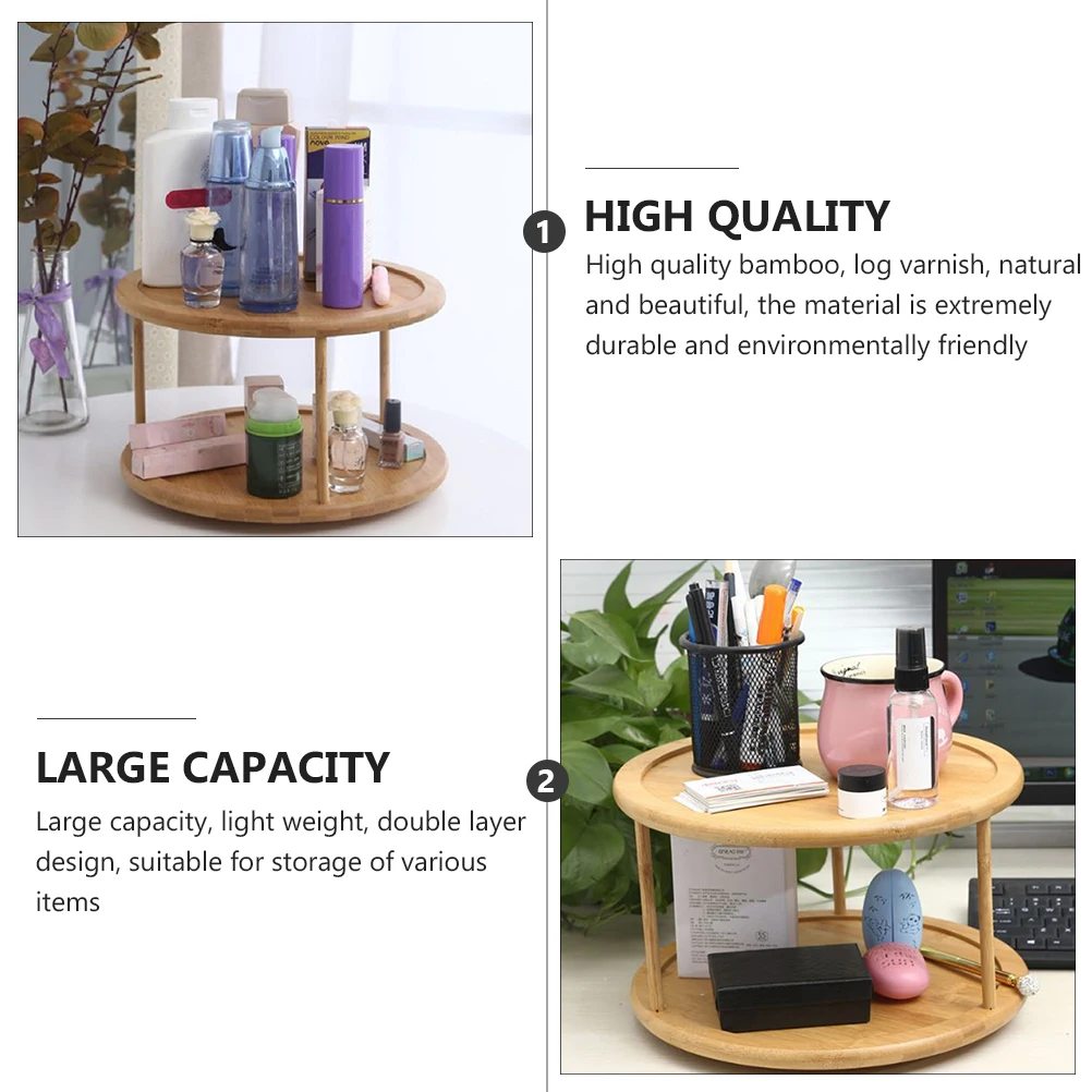 Bamboo Double layer Storage Rack Large Capacity Rotatory Shelf Desktop ganizer Eco friendly Material No Deformation
Bamboo Double layer Storage Rack Large Capacity Rotatory Shelf Desktop ganizer Eco friendly Material No Deformation