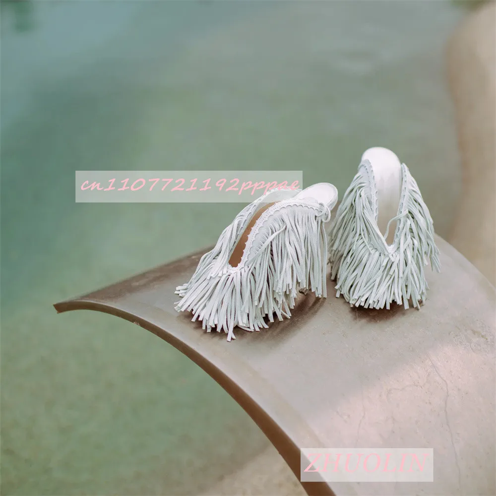 Summer White Tassel Suede High Heels Elegant Stiletto Open-Toe Slip-On Sandals Sexy Party Dress Gladiator Shoes For Ladies 46
Summer White Tassel Suede High Heels Elegant Stiletto Open-Toe Slip-On Sandals Sexy Party Dress Gladiator Shoes For Ladies 46