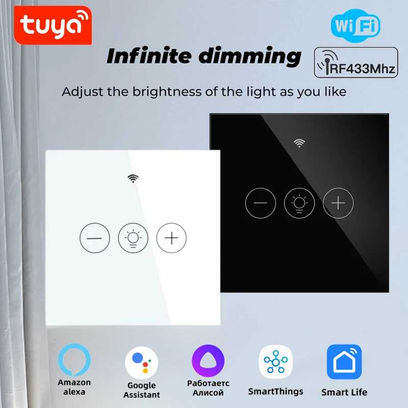 Tuya Smart WiFi Dimmers Switch EU/US Настенный сенсорный переключатель LED Light Smart Life APP Беспроводной пульт дистанционного управления Голос для Alexa Google
Tuya Smart WiFi Dimmers Switch EU/US Настенный сенсорный переключатель LED Light Smart Life APP Беспроводной пульт дистанционного управления Голос для Alexa Google