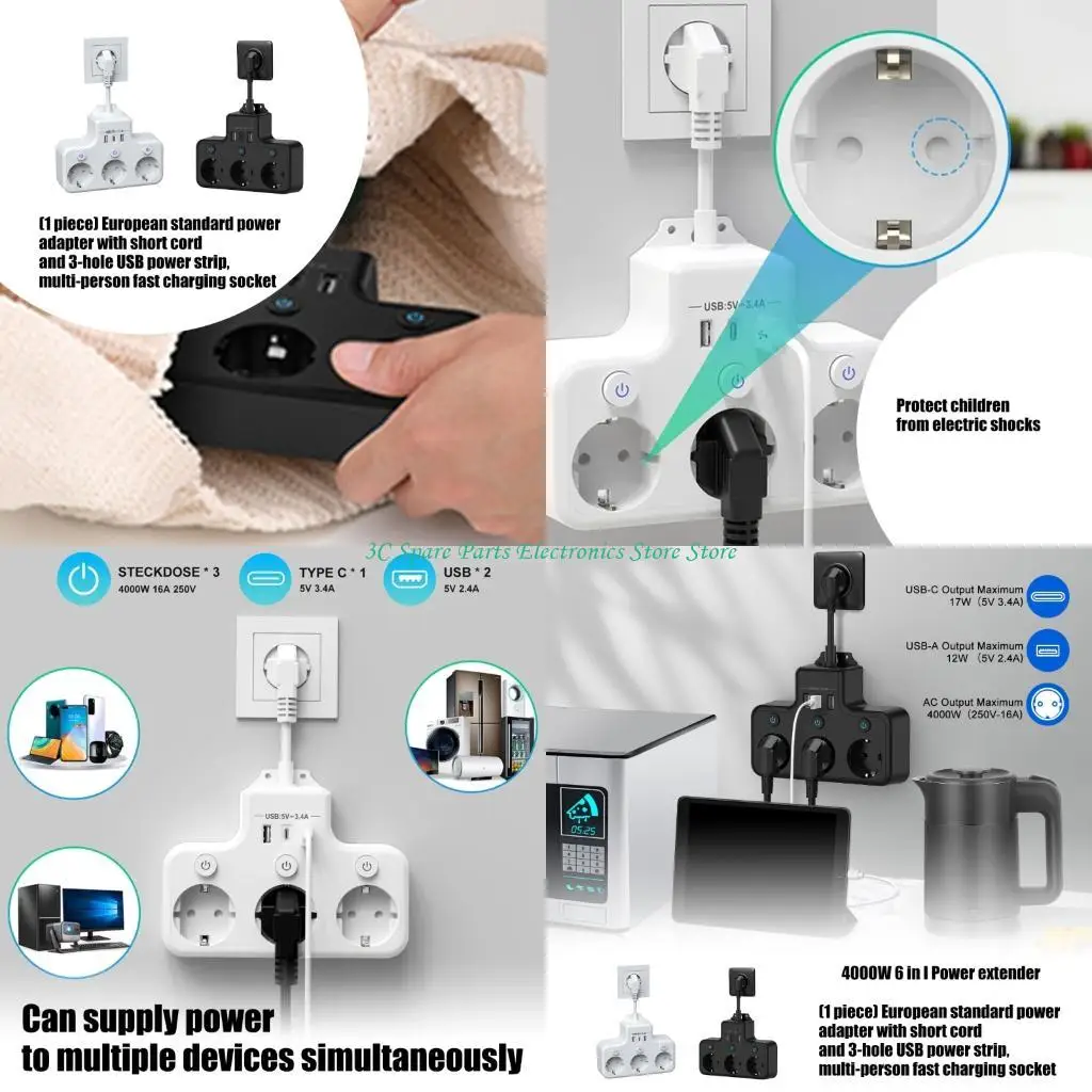 SZ Electrical Outlet Power Strips With 3USB Port Compactly For Home Office Travel
SZ Electrical Outlet Power Strips With 3USB Port Compactly For Home Office Travel