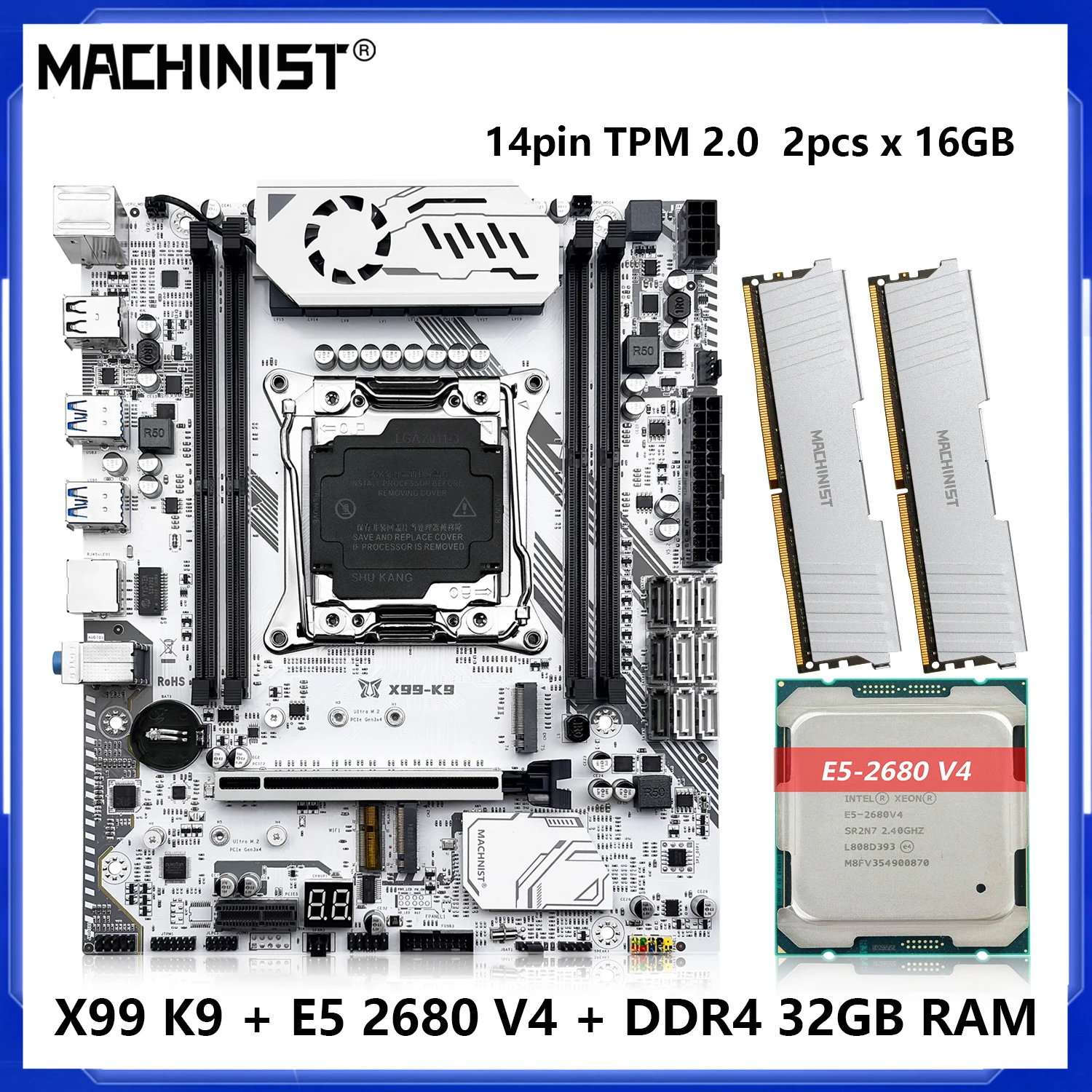 MACHINIST X99 K9 материнская плата Combo LGA 2011-3 Xeon E5 2680 V4 комплект ЦП DDR4 32 ГБ ОЗУ 2400 МГц память NVME M.2 USB 3,0 четыре канала
MACHINIST X99 K9 материнская плата Combo LGA 2011-3 Xeon E5 2680 V4 комплект ЦП DDR4 32 ГБ ОЗУ 2400 МГц память NVME M.2 USB 3,0 четыре канала