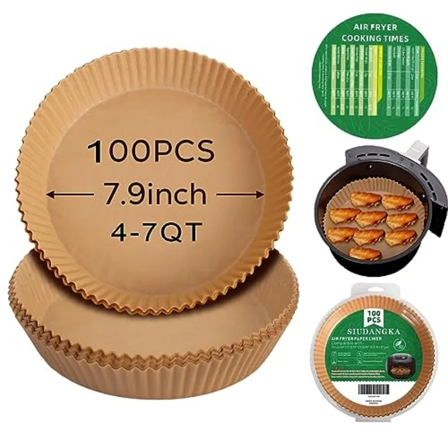 Air Fryer Liners Disposable for Most 4-7 QT Air frye, 100 Pcs Non-Stick Parchment Paper for Baking 7.9 Inch Air Fryer Paper Lin
Air Fryer Liners Disposable for Most 4-7 QT Air frye, 100 Pcs Non-Stick Parchment Paper for Baking 7.9 Inch Air Fryer Paper Lin